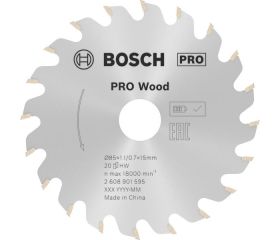 Hoja de sierra circular PRO Wood, 85 x 1,1 x 15 mm, T20