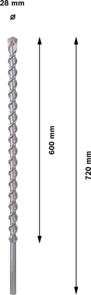 Broca PRO SDS max-9 Natural Stone, 28 x 600 x 720 mm