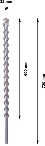 Broca PRO SDS max-9 Natural Stone, 32 x 600 x 720 mm