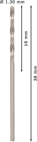 Broca helicoidal PRO Metal HSS-G, longitud estándar, 1,3 x 16 x 38 mm, 10 unidades