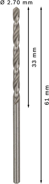 Broca helicoidal PRO Metal HSS-G, longitud estándar, 2,7 x 33 x 61 mm, 10 unidades