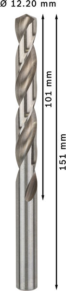 Broca helicoidal PRO Metal HSS-G, longitud estándar, 12,2 x 101 x 151 mm, 5 unidades