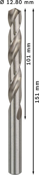 Broca helicoidal PRO Metal HSS-G, longitud estándar, 12,8 x 101 x 151 mm, 5 unidades