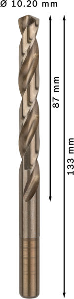 Broca helicoidal PRO Stainless Steel HSS-Co, 10,2 x 87 x 133 mm, 5 unidades