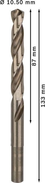 Broca helicoidal PRO Stainless Steel HSS-Co, 10,5 x 87 x 133 mm, 5 unidades