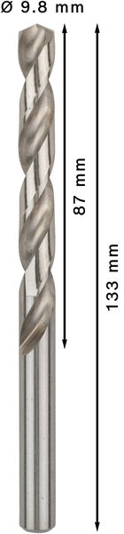 Broca helicoidal PRO Metal HSS-G, longitud estándar, 9,8 x 87 x 133 mm, 5 unidades