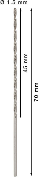 Broca helicoidal PRO Metal HSS-G larga, 1 x 45 x 70 mm, 5 unidades