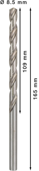 Broca helicoidal PRO Metal HSS-G larga, 8,5 x 109 x 165 mm, 5 unidades