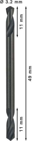 Broca helicoidal de doble punta PRO Metal HSS-G, 3,2 x 11 x 49 mm, 10 uds.