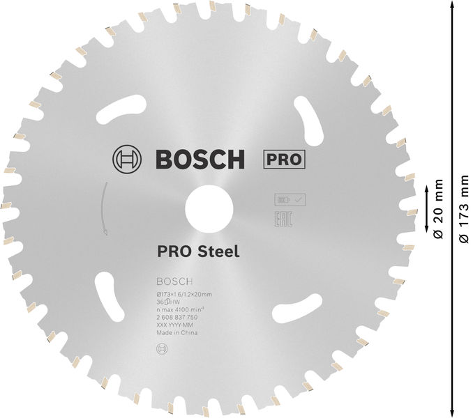 Hoja de sierra circular PRO Steel cordless, 173 x 1,6 x 20 mm