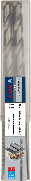 Broca helicoidal PRO Metal HSS-G larga, 8,5 x 109 x 165 mm, 5 unidades