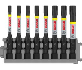 PRO Torx Impact Bit, T15, T20(x2), T25(x2), T30(x2), T40, 55 mm, 8 unidades