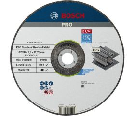 Disco de corte abrasivo PRO Stainless Steel and Metal, 230 x 1,9 x 22,23 mm, cóncavo