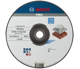 Disco de corte abrasivo PRO Stone, 230 x 3 x 22,23 mm, cóncavo