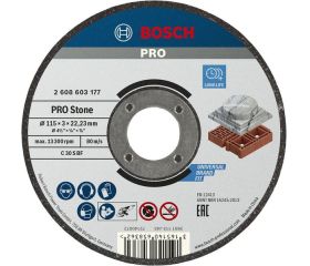 Disco de corte PRO Stone, 115 x 3 x 22,23 mm