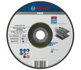 Disco de corte abrasivo PRO Stainless Steel and Metal, 180 x 1,6 x 22,23 mm, cóncavo
