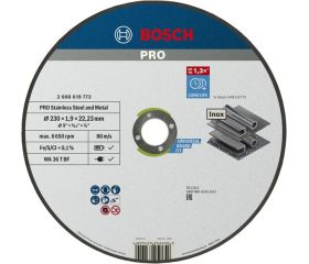 Disco de corte abrasivo PRO Stainless Steel and Metal, 230 x 1,9 x 22,23 mm, recto
