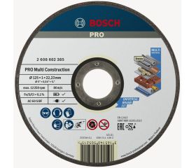 Disco de corte abrasivo PRO Multi Construction para amoladoras pequeñas, diámetro interior de 22,23 mm