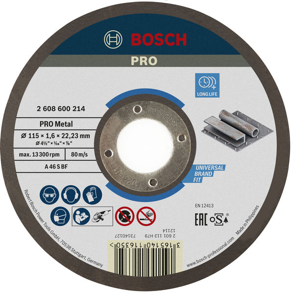 Disco de corte abrasivo PRO Metal, 115 x 1,6 x 22,23 mm, oSa