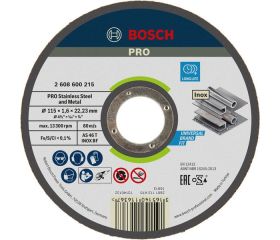 Disco de corte abrasivo PRO Stainless Steel and Metal, 115 x 1,6 x 22,23 mm, recto