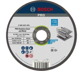 Disco de corte abrasivo PRO Stainless Steel and Metal, 150 x 1,6 x 22,23 mm, recto, oSa