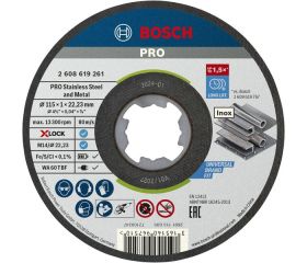 Disco de corte abrasivo PRO Stainless Steel and Metal, 115 x 1 x 22,23 mm, X-Lock, recto, 10 unidades