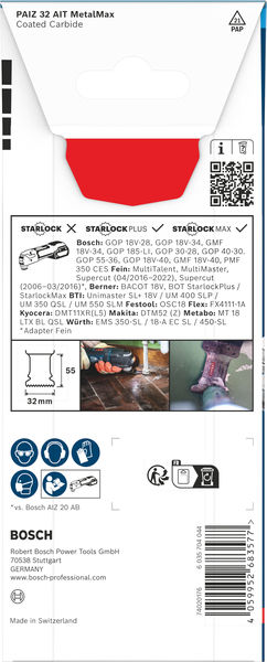 EXPERT PAIZ 32 AIT MetalMax Hoja de corte de inmersión, 32 x 55 mm
