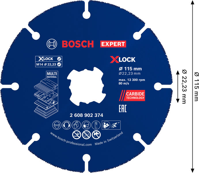 Disco de corte EXPERT Carbide Multi Wheel X-LOCK 115 mm, 22,23 mm