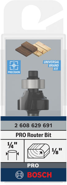 Broca fresadora para redondeo PRO, R 1/8″, vástago de 1/4″