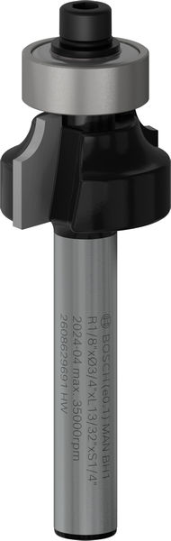 Broca fresadora para redondeo PRO, R 1/8″, vástago de 1/4″