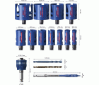Set Sierra de corona EXPERT Construction Material Power Change Plus, 20; 22; 25; 32; 35; 40; 44; 51; 60; 68; 76 x 60 mm, 15 unidades
