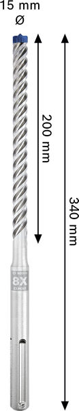 Broca para martillo EXPERT SDS max-8X de 15 x 200 x 340 mm