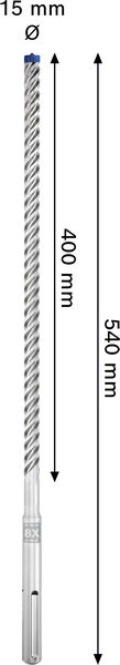 Broca para martillo EXPERT SDS max-8X de 15 x 400 x 540 mm