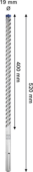 Broca para martillo EXPERT SDS max-8X de 19 x 400 x 520 mm