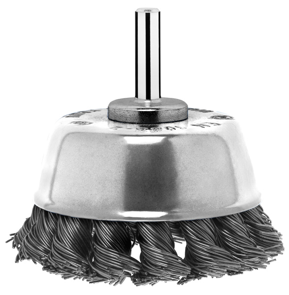 Cepillo de vaso para taladradoras, alambre trenzado, 65 mm