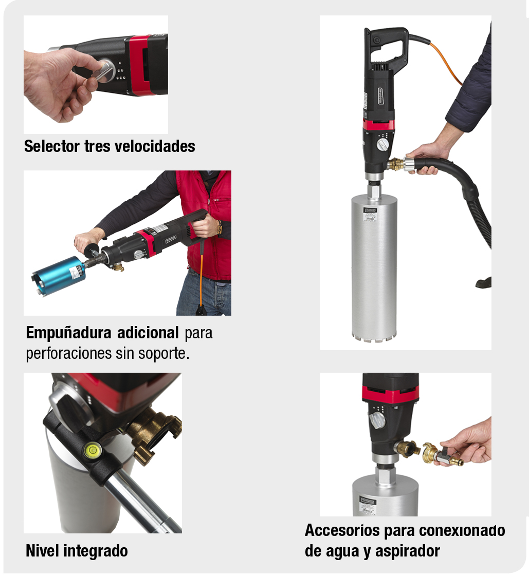 Taladro 1.900 W / Ø Máx. 202 mm seco-húmedo Imcoinsa