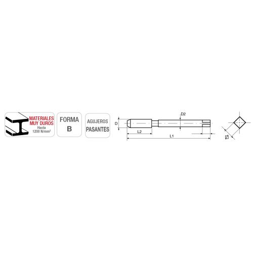 HSS-E (5% Co) rosca métrica DIN 376 Imcoinsa