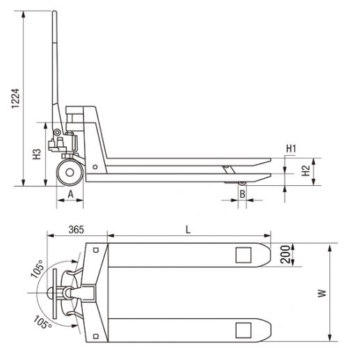 Transpaleta acero inoxidable 2.500 Kg Imcoinsa