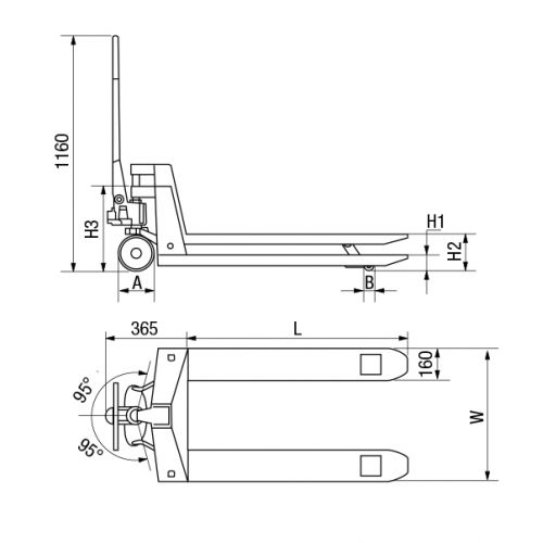 Transpaleta pala corta 2.000 Kg Imcoinsa
