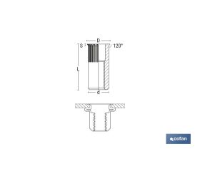 TUERCAS REMACHABLES RANURADAS CABEZA REDUCIDA ACERO M8