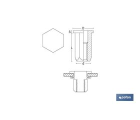 TUERCAS REMACHABLES HEXAGONAL ANCHAS ACERO M4