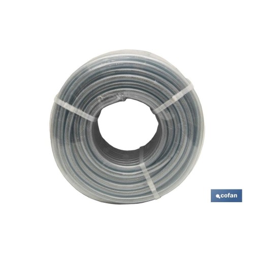 MANGUERA PVC CRISTAL C/REFUERZO 6x12 mm/100m