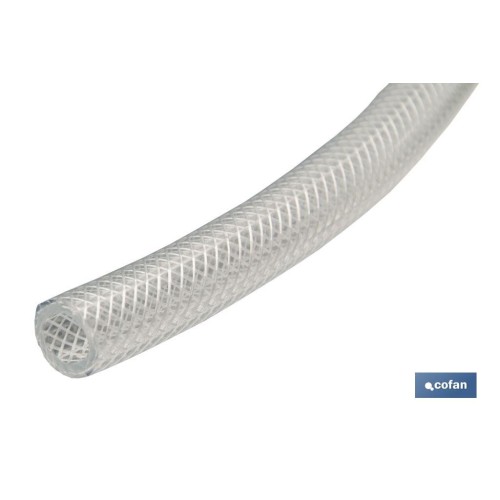 MANGUERA PVC CRISTAL C/REFUERZO 6x12 mm/100m