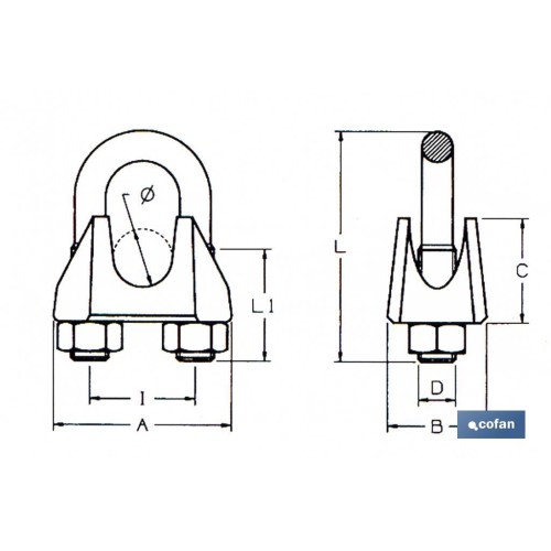 SUJETACABLES DIN-741 ZINCADO M-3-4