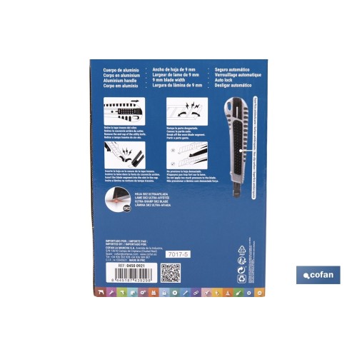 EXPOSITOR DE CÚTER DE ALUMINIO 9 MM 12 UDS.