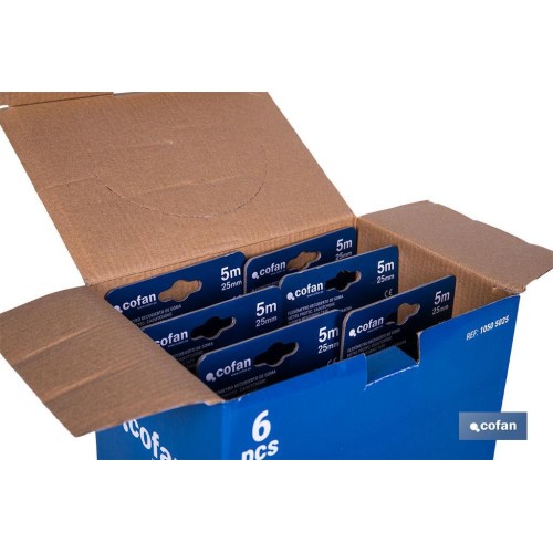EXPOSITOR DE FLEXÓMETROS CON PROTECCIÓN DE GOMA 25 MM X 5 M 6 UDS.