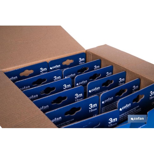 EXPOSITOR FLEXÓMETRO HOJA NEGRA DOBLE CARA 19 MM X 3 M 12 UDS.