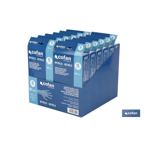 EXPOSITOR CAJA 30 UNDS. GUANTES NITRILO T-S