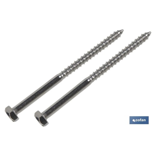 SET DE 2 PCS. PARA SANITARIO WC TACO LARGO 6 X 80 MM INOX.