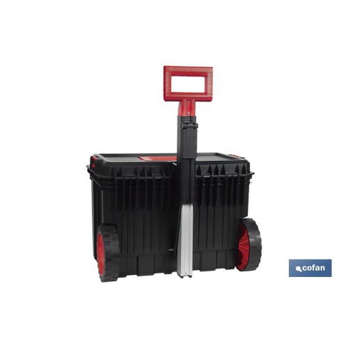 CAJA DE HERRAMIENTAS HEAVY DUTY CON ASA TELESCÓPICA Y RUEDAS 530 x 355 x 390 MM